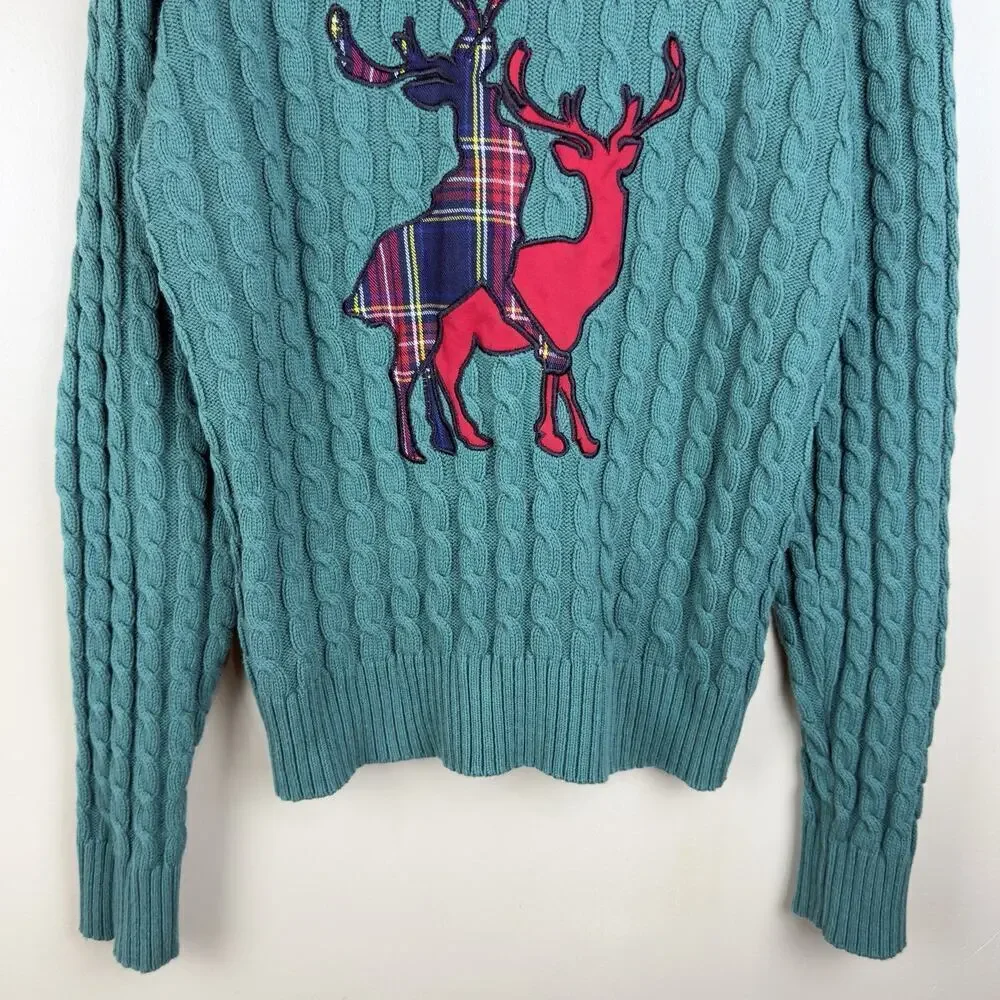 Spencers Unisex’s Cable Knit Christmas Reindeer Novelty Holiday Sweater Size M